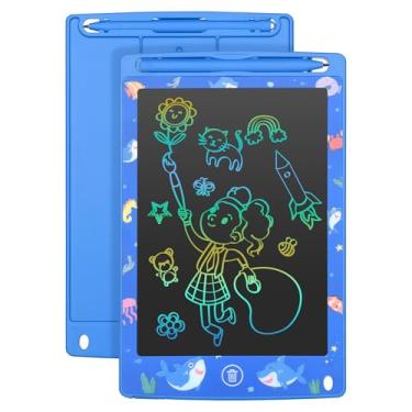 Imagem de Mafiti Tablet de escrita LCD 20,5 cm Almofadas de desenho de escrita eletrônica Presentes de quadro Doodle portátil para crianças Aviso de escritório Casa quadro branco azul