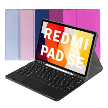 Imagem de Capa Smart Case Com Teclado para Redmi Pad SE 11'' – Teclado ABNT2 com Touchpad, Conexão Bluetooth, Capa Magnética Suporte, Couro PU (Cinza-escuro, Redmi Pad SE 11'')