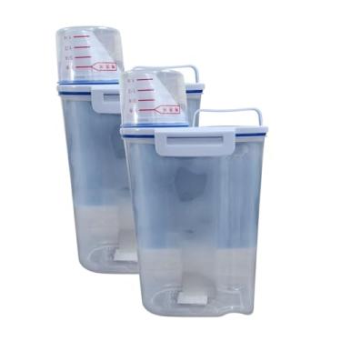 Imagem de Kit 2 Pote Hermético 2L com Copo Medidor Bico Dosador Cozinha Mantimentos Lavanderia Multiuso