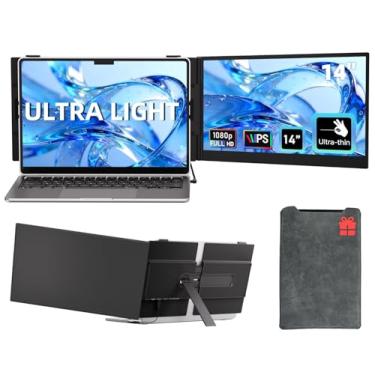 Imagem de Extensor de tela para laptop de 14 polegadas – Extensor de monitor de laptop duplo portátil ultrafino de 0,4 cm FHD 1080P Plug & Play, tela de viagem para Windows/Mac