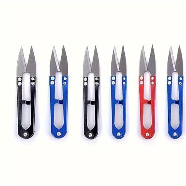 Imagem de 6 tesouras de costura, cortadores de fio de 10 cm, cortadores de linha de aço de alto carbono, tesoura de corte de linha de costura