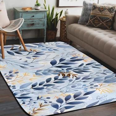 Imagem de Tapete de área para sala de estar, lavável à máquina, folhas retrô, antiderrapante, tapete macio, para sala de estar, quarto, sala de jantar, berçário, cozinha, decoração de casa
