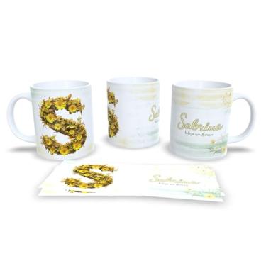 Imagem de Caneca Personalizada com Flores Douradas, Cerâmica Branca, 325ml, Decorativa com Nome Alice e Frase Beleza que Floresce (s)