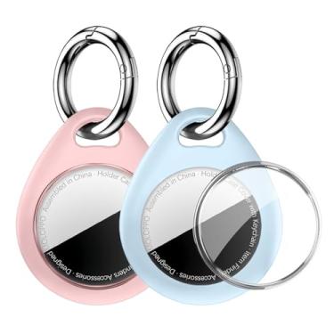 Imagem de MOLOPPO [Pacote com 2] Capa protetora à prova d'água para AirTag para Apple AirTag, capa protetora com laço seguro para chaveiro [ajuste firmemente] [Segure firmemente] Acessórios para rastreador GPS