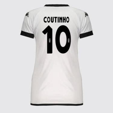 Imagem de Camisa Kappa Vasco Supporter Graphik Feminina Branca e Preta 10 Coutin