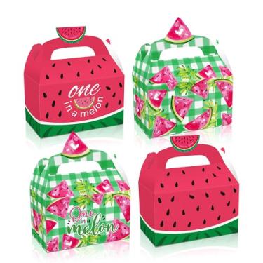 Imagem de 24 peças de caixas de presente com tema de melancia vibrante, lembrancinhas de festa de verão, estampas de frutas para aniversários, churrascos, celebrações infantis e sacolas de brindes DIY
