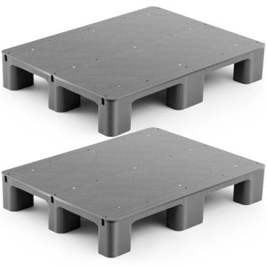 Imagem de Vercraft Palete de plástico de 2 peças para armazenamento de porão fácil empilhamento leve palete exibição de piso sala de piso supermercado armazém de Natal, suporta até 907 kg (80 cm C x 61 cm L x
