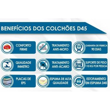 Imagem de Colchão Queen Espuma D45  / EP Anatômico Conforto Mega Firme Euro Pillow (158x198x25) - Paropas