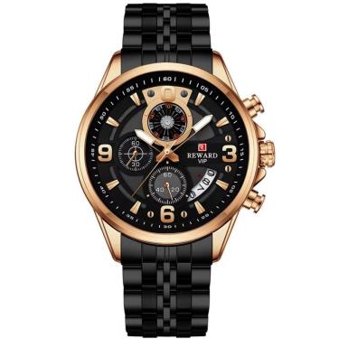 Imagem de Relógio Masculino Esportivo De Quartzo De Aço Inoxidável À Prova Da Água Preto