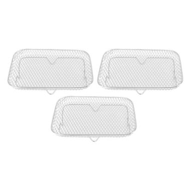 Imagem de Generic Rack de Fritadeira Rack de Desidratador de Fritadeira Multifuncional 3 Peças Seguro para Máquina de Lavar Louça Empilhável para de 8 Polegadas (Retângulo)