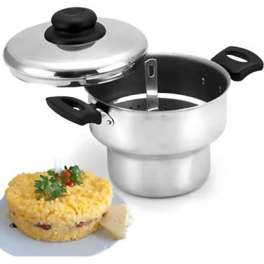 Imagem de Cuscuzeira de Alumínio Antiaderente 2,9L – Cabo Resistente, Cozimento Uniforme, Panela para Cuscuz Tradicional – Cinza