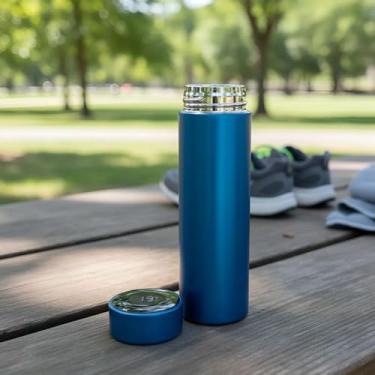 Imagem de Garrafa Térmica Isotérmica de Aço Inox com Visor de Temperatura Touch Screen, Azul e Vermelho - 500 ML (Azul)