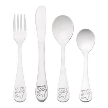 Imagem de Generic Conjunto de talheres de 4 peças, talheres de aço inoxidável, conjunto de talheres duráveis, conjunto de utensílios de servir para cozinha, 4 peças, prata