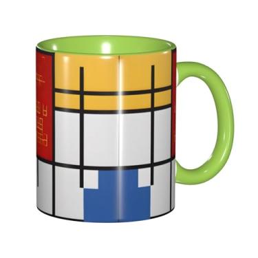 Imagem de Zeraoke Composição em vermelho, amarelo, azul e preto, canecas de café criativas, personalizadas, presente para família, tamanho de 325 ml, unissex