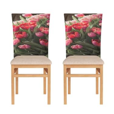 Imagem de STAYTOP 2 peças lindas tulipas capa traseira para sala de jantar, capa de cadeira para cozinha, hotel, festas de fim de ano