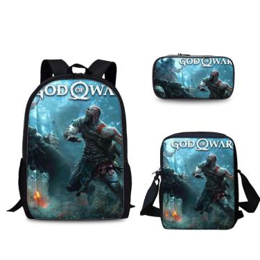 Imagem de Conjunto de mochilas Gods Of Wars Kratos Cartoon Kids Nylon, 3 unidades