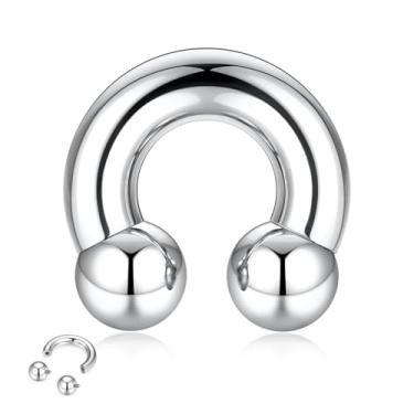 Imagem de GAGABODY Anéis de nariz unissex Septum Jewelry Argola G23 titânio ferradura grande PA anel 12G 10G 8G 6G 4G 2G 0G internamente roscado barra circular extensível calibre piercing de orelha 10 mm-19 mm