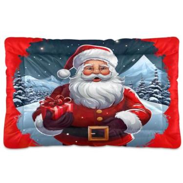 Imagem de Wassud Cama de cachorro Happy Santa Claus grande para cães ao ar livre tapete lavável para animais de estimação cama de gato para dormir viagens 91 x 61 cm