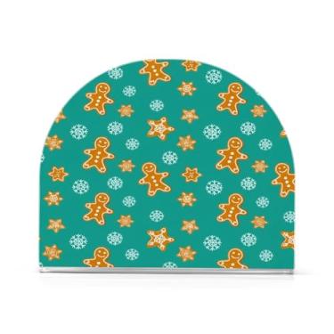 Imagem de Qilmy Porta-guardanapos de acrílico para pão de gengibre de Natal, porta-guardanapos para mesas cozinha restaurante decoração de casa, suporte decorativo moderno para guardanapos de coquetel de papel