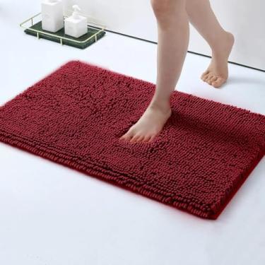 Imagem de Kit Tapete de Banheiro Bolinha Macarrão Antiderrapante 40x60cm - Microfibra Super Absorvente(4 Unidades,Vinho)