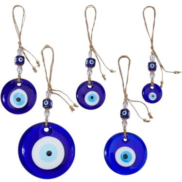 Imagem de SUPERFINDINGS 5 peças pingente pendurado olho turco carro retrovisor olho turco enfeite amuleto grego turco acessórios para carro olho turco charme para boa sorte proteção festa de casamento