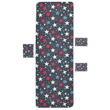 Imagem de STAYTOP Beautiful Stars Capa de toalha para espreguiçadeira, capa macia para espreguiçadeira, capas de cadeira de praia com bolsos para jardim, pátio, pátio, banhos de sol, gramado, 215 x 76 cm