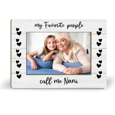 Imagem de iEFEY Porta-retratos de presente Nani 21 x 14 cm, presentes de avó e netos, netos, presente de aniversário de mães, melhor avó, porta-retratos de madeira para 10 x 15 cm para decoração de mesa e mesa