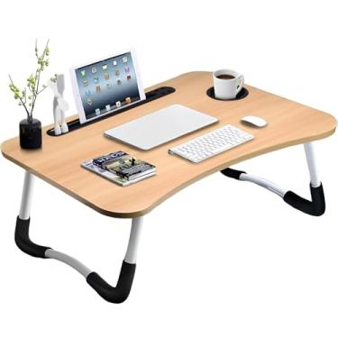 Imagem de Mesa Para Notebook Portátil Dobrável com Suporte para Tablet, Porta-Copos, Ergonômica, Antiderrapante e Altamente Resistente – Ideal para Home Office, Estudos, Cama ou Sofá