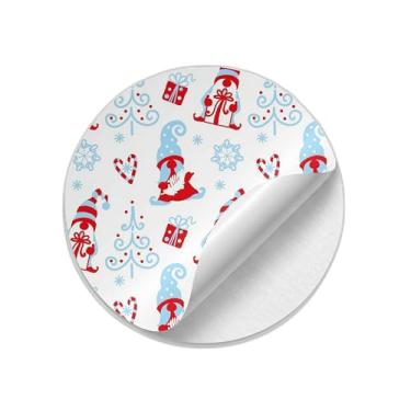 Imagem de Adesivos Redondos Natalinos Com Estampa de Gnomos 25 Unidades - Tamanho 30x30cm
