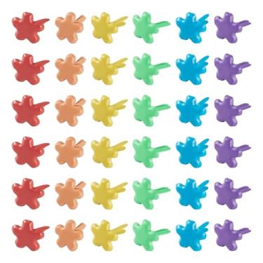 Imagem de Magibeads 100 peças de fixadores de ferro, prendedores de papel, artesanato, em forma de flor, misturados aleatoriamente, 6 cores, mini brads para artesanato faça você mesmo, alfinetes divididos