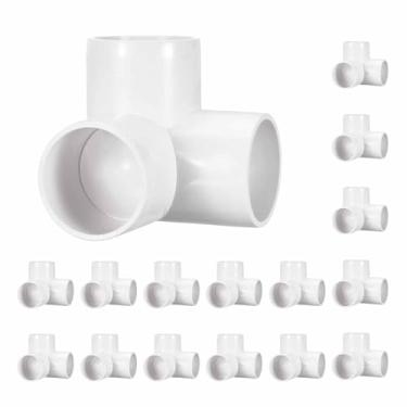 Imagem de Pacote com 16 encaixes de tubulação de cotovelo de PVC SCH40 de 3 vias, encaixe em T de saída lateral de canto de cotovelo de PVC de 3 vias, conectores de tubo de grau de móveis para projeto DIY