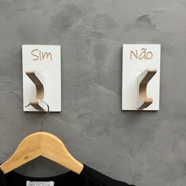 Imagem de 8 Ganchos Para Roupas Provador de loja Premium Moderno Sim Não Retangular Branco