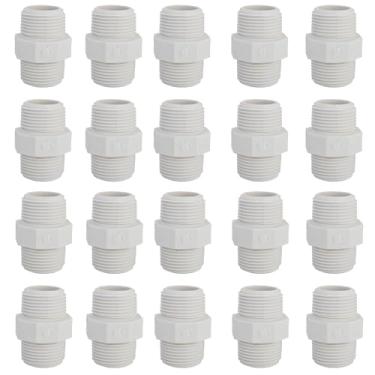 Imagem de PDETVEO Adaptador de acoplamento de PVC de 20 peças, conector de rosca NPT macho para macho, encaixe de tubo para sistema de encanamento e linhas de água domésticas