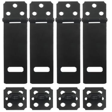 Imagem de Bivethoi Pacote com 4 trinco de ferrolho preto de 10 cm, trava deslizante para porta de cadeado de segurança, fechaduras de portão para cerca de madeira/gaiola de animais de estimação/armário/janela