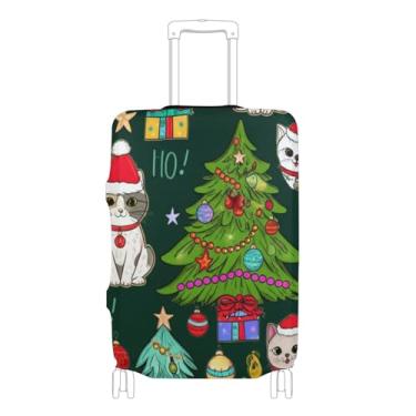 Imagem de Joisal Capa protetora de bagagem, fofo, gatos, árvores de Natal, verde, presente de viagem personalizado, manga de bagagem, P, serve para capa de 45 a 50 cm, Gatos fofos, árvores de Natal verdes, S 18