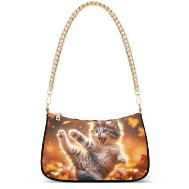 Imagem de Xray Flowers Bolsa moderna fantasia Hobo Party Clutch feminina designer bolsa de mão corrente pequena bolsa de ombro, Little Kitten Kung Fu Funny