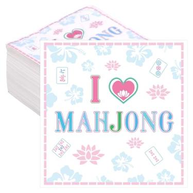 Imagem de 100 Guardanapos de Cocktail Mahjong, 23x23cm Dupla Camada Ideais para Festas Temáticas Mahjong Noites de Jogos e Casamentos