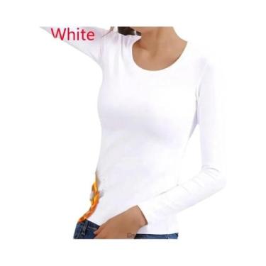 Imagem de Camiseta Térmica Feminina De Manga Longa Em Veludo De Cor Sólida Para 