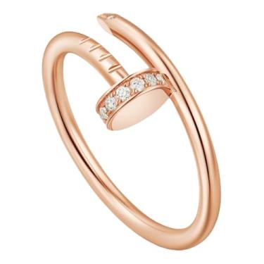 Imagem de Necirhuk Anel masculino Love Stacking, joia moderna de latão banhado a ouro 18 quilates, casamento, aniversário, presente de casamento, presente de casamento, dia dos namorados, melhor presente para