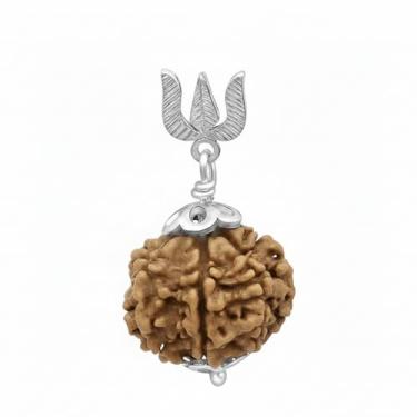 Imagem de Arihant Gems and Jewels 6 Mukhi/Seis Faced Rudraksha Sementes Contas Soltas com Pingente Trishul Prata 925 (Elaeocarpus Ganitrus) – 100% Original e Certificado