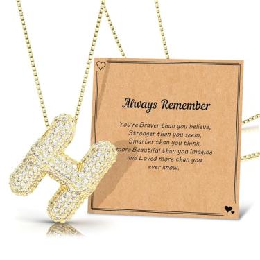 Imagem de Colar com letra de bolha, balões de ouro, corrente banhada a ouro delicada, pingente de alfabeto, colar com pingente de letras fofas, presentes para meninas adolescentes, coisas modernas, Metal, Sem