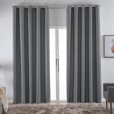Imagem de Cortina Blackout Total para Sala e Quarto com Ilhós Cromado - Tecido Bloqueador de Luz 100%, Privacidade Absoluta, Isolamento Térmico e Acústico(Cinza,2,80 X 2,30)