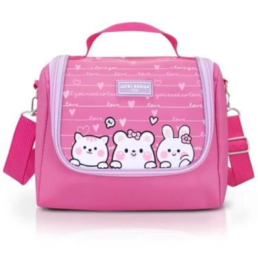 Imagem de Lancheira Térmica Infantil Jacki Design Amiguinhos - 4.752ml com Elástico Interno para Garrafa e Alças Ajustáveis (Pink Gato)