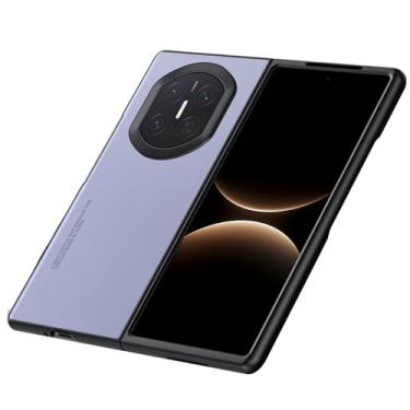 Imagem de POYUFRG Capa fina para Huawei Mate X7, capa de couro minimalista anti-impressão digital para negócios, capa de celular com carregamento sem fio, roxa, Mate X7