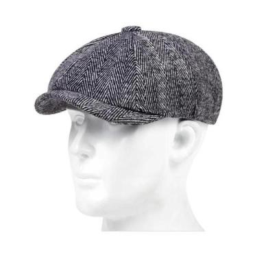 Imagem de Boné Masculino Retrô - Estilo Espinha de Peixe - Boina para Outono/Inv