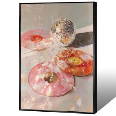 Imagem de BFADMN Pôster de bola de discoteca espelhado prata legal vintage rosa claro disco de vinil arte de parede música eclética impressões estéticas para quarto de meninas dormitório apartamento decoração