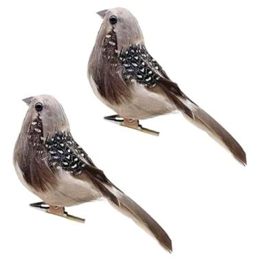 Imagem de 2 peças de ornamentos artificiais de pássaro de espuma de pardal com clipe para pássaros de penas decorativos para decoração de árvore de Natal, decoração de festival sazonal de inverno (pardal A)