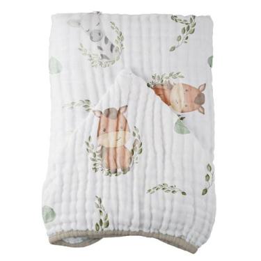 Imagem de Toalhão Soft Mais Com 3 Camadas de Fraldas Estampada Com Capuz De Cent