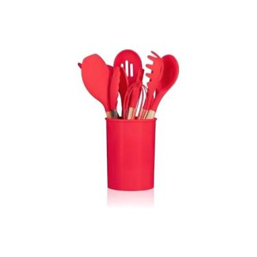 Imagem de Kit de Utensílios de Silicone 12 Peças Vermelho – Completo, Resistente e Antiadherente para Cozinha Moderna