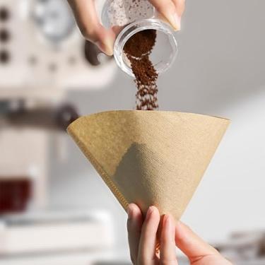 Imagem de Papel de filtro de café V02, em forma de leque, descartável, 100 unidades, para 2 a 4 xícaras, 11,5 cm de altura, 16 cm de diâmetro
